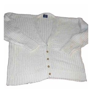 GAP WHITE heavy chunky KNIT button Cardigan V neck 90s Sweater cotton men’s 3XL